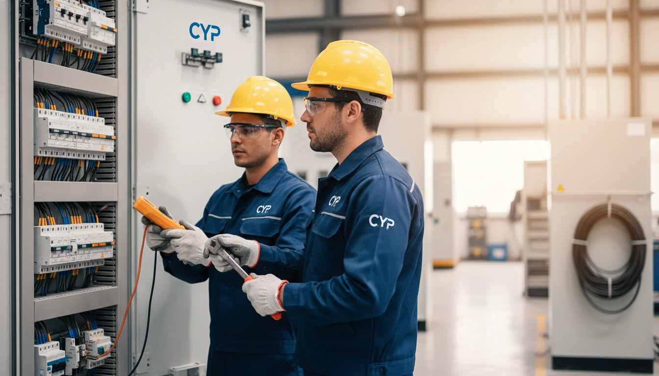 Equipo profesional de CYP Electric realizando trabajos eléctricos